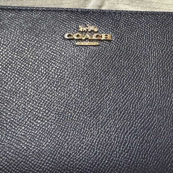 Coach Dark Blue Leather Zip Wallet - Picture 3 of 17